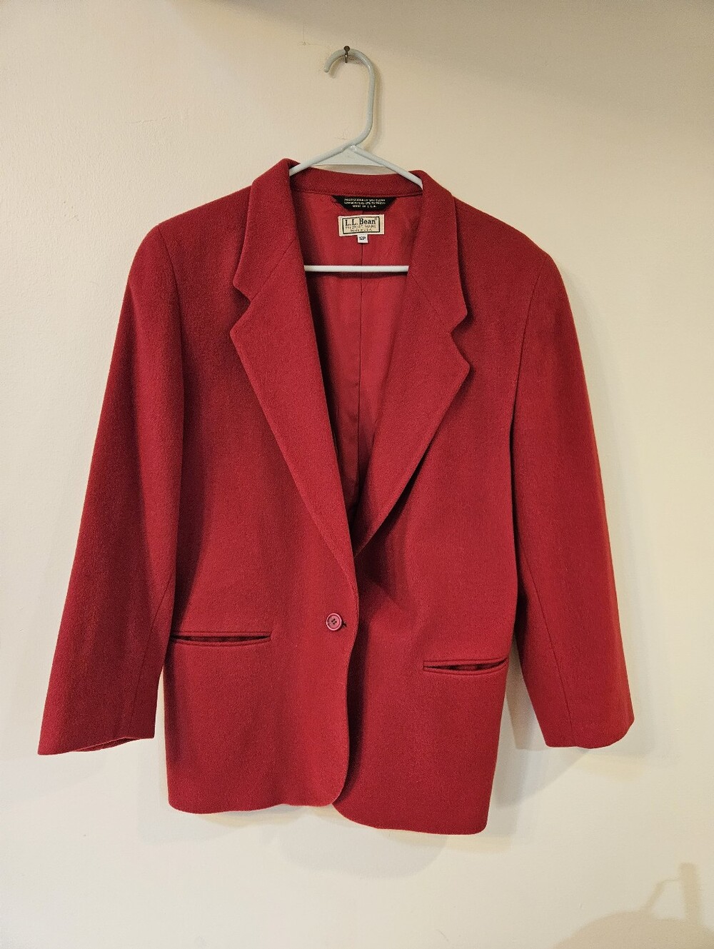 Vintage LL Bean Bright Red Women's Wool Blazer 12